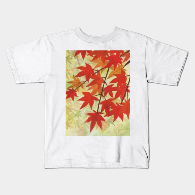 Autumn Leaves Kids T-Shirt by SunnyPainter